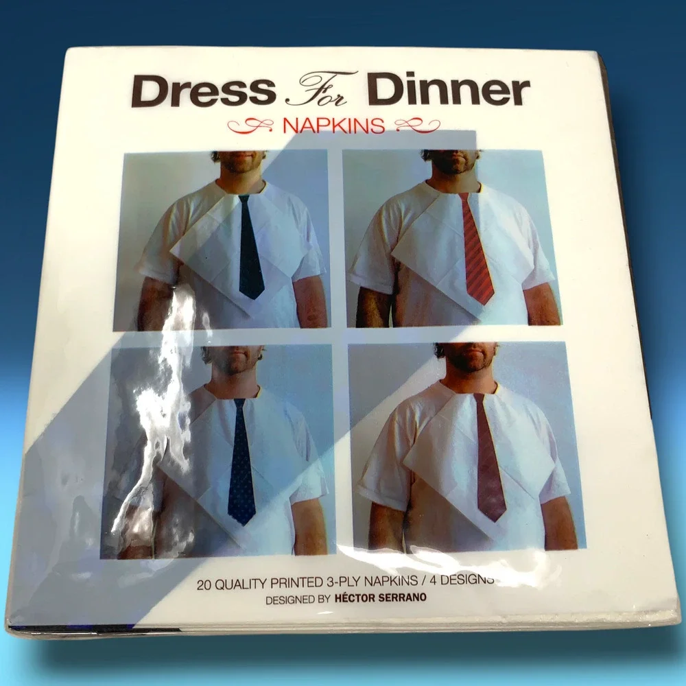 Vintage Dress For Dinner Tie Napkins Hector Serrano 2007 Novelty Host Gift